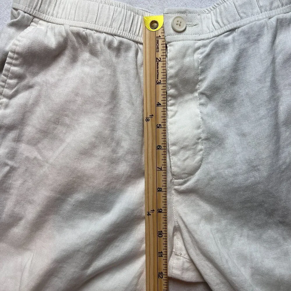 Tommy Bahama Men's White Linen Blend Elastic Waist Straight Leg Pants Size L 32